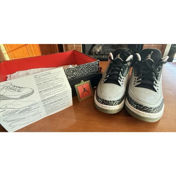 Jordan 3 Retro Wolf Gray Size 10 OG Box Card Tag EUC Nike Air Jordan III EUC - Picture 5 of 8